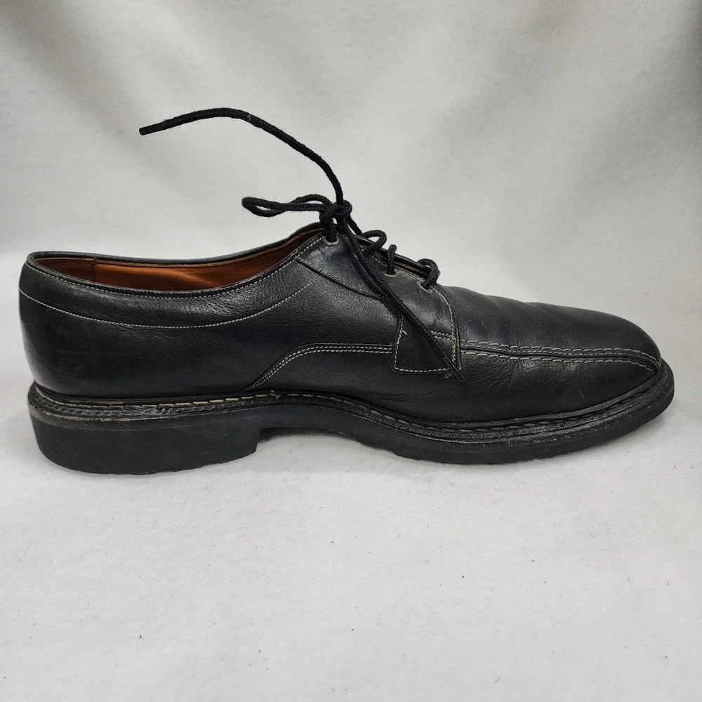 Allen Edmonds Mapleton Mens 11.5 B Derby Black Leather Bike Toe Dress Shoes